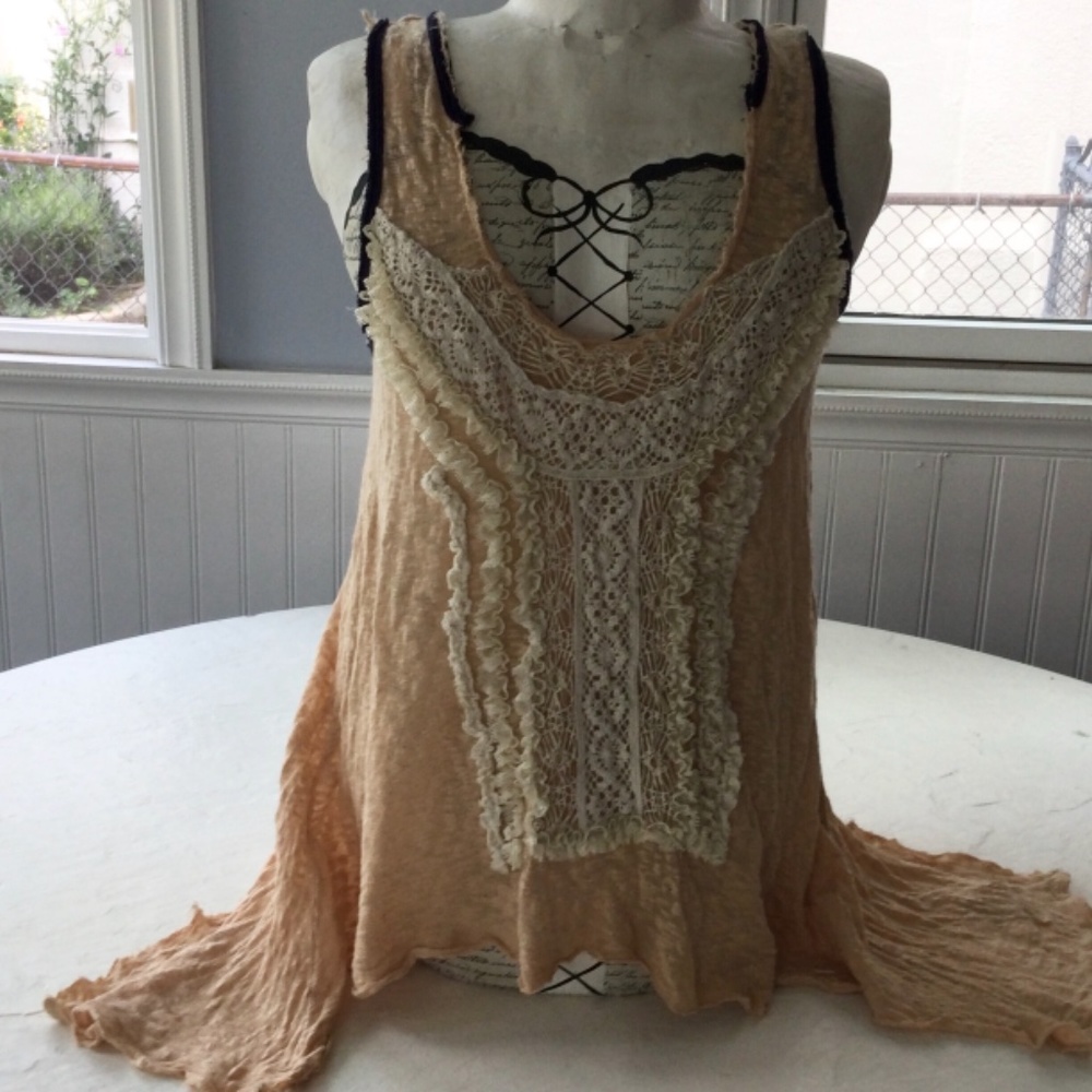 Free People Asymmetrical Gauzy Lace Top - Picture 7 of 9